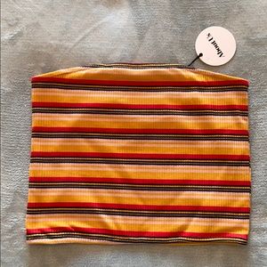 Multi colored strapless top